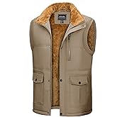 CRYSULLY Men's Winter Outerwear Vests Fleece Lined Sleeveless Jackets Warm Quilted Puffer Vest Casual Sherpa Outdoor Vest