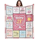 LekinGift 21st Birthday Gifts for Her, 21st Birthday Gifts for Women, 21 Year Old Bday Gift for Her, Bday Gift for 21 Year Old Female Ladies, Best Decorations Present for Women Throw Blanket 50"X60"