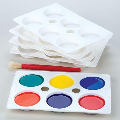 Baker Ross 6-Well Paint Palettes (Pack of 5) for Kids, 23cm x 15cm