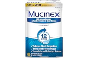Chest Congestion, Mucinex 12 Hour Extended Release Tablets, 40ct, 600 mg Guaifenesin Relieves Chest Congestion Caused by Excess Mucus, #1 Doctor Recommended OTC expectorant