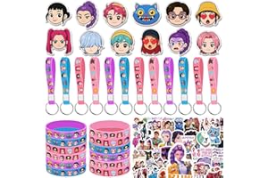 AIXPROBEAD Demon Hunters Birthday Party Supplies, 96PCS Party Gifts Merch Set for Kpop Theme Party