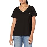 Armani Exchange Womens Limited Edition We Beat as One Cotton Jersey V Neck Boyfriend Fit Tee
