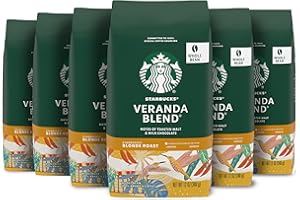 Starbucks Whole Bean Coffee, Starbucks Blonde Roast Coffee, Veranda Blend, 100% Arabica, 6 bags (12 oz each)