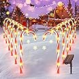 Christmas Decorations Outdoor, AHAORIGIN 12 Pack Solar Candy Cane Lights Christmas Yard Decorations Outside with 10 Modes and Bright 72 LED, 28ft Longer Waterproof Solar Christmas Pathway Lights