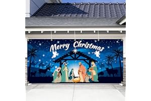 MEETORY Christmas Nativity Garage Door Banner, 6x13ft christmas garage door banner - 2023 Christmas Garage Door Banner for Garage Door Cover, Phoyography, Party Decor