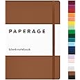 PAPERAGE Blank Journal Notebook, (Cognac), 160 Pages, Medium 5.6 inches x 8 inches - 100 GSM Thick Paper, Hardcover