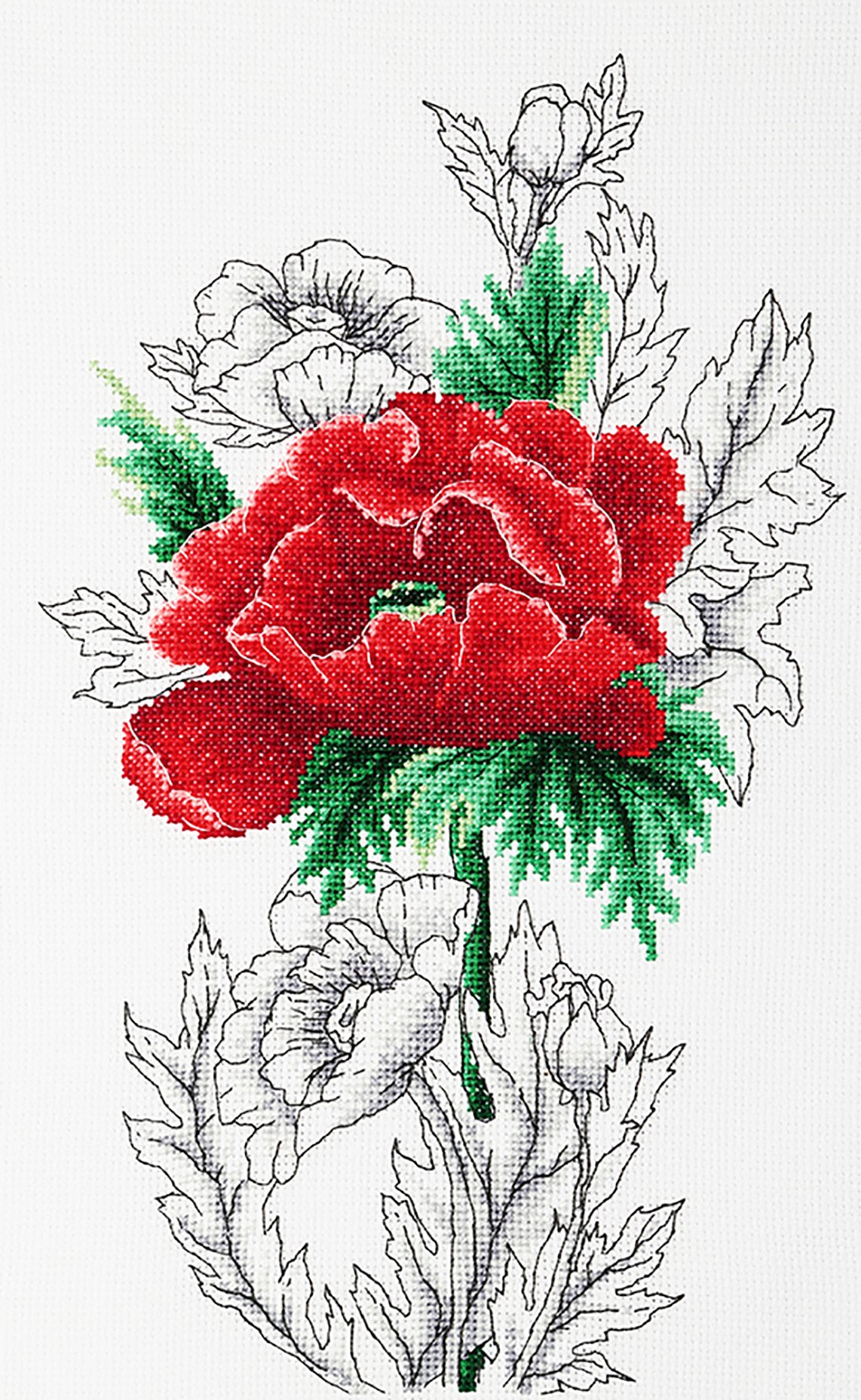 VDV Cross Stitch Kit - Red Poppy