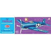 Guillow's F6F Hellcat Model Kit - Balsa Wood Airplane - 16 1/2 in Wingspan | Made in the USA, this easy to assemble glider features die-cut balsa parts, decals and a 24-page building manual