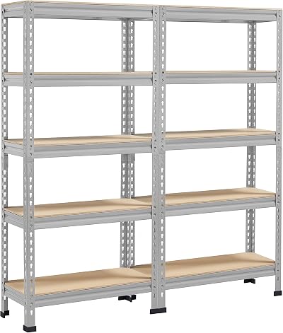 Yaheetech 2pcs 5 Tier Garage Shelving Units 140x30x150cm Heavy Duty