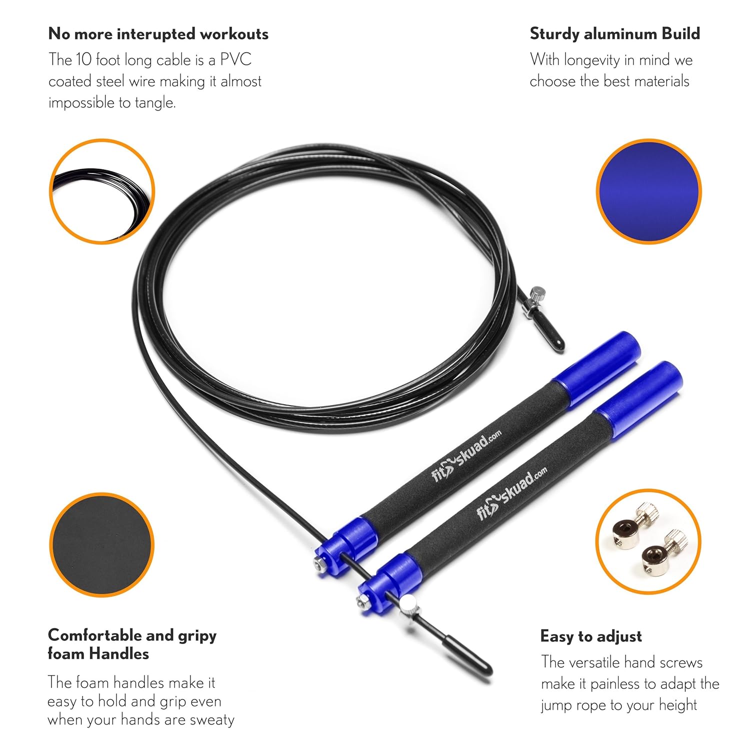 Amazon.com : Jump Rope Take Your Workout to the Next Level - Features  Ball-bearing System and 6 Inch, Extra-Long Handles That Foster Extreme  Speed Jumping ...