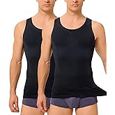 TAILONG 2 Pack Compression Shirt Men Body Shaper Slimming Shirt Tank Top Shapewear Tummy Control Vest