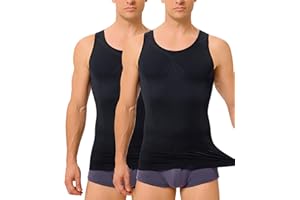 TAILONG 2 Pack Compression Shirt Men Body Shaper Slimming Shirt Tank Top Shapewear Tummy Control Vest