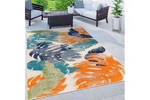 Rugshop Arles Palm Floral Leaves Non-Shedding Rug for Patio Deck Backyard Indoor/Outdoor Area Rug 5' x 7' Multi