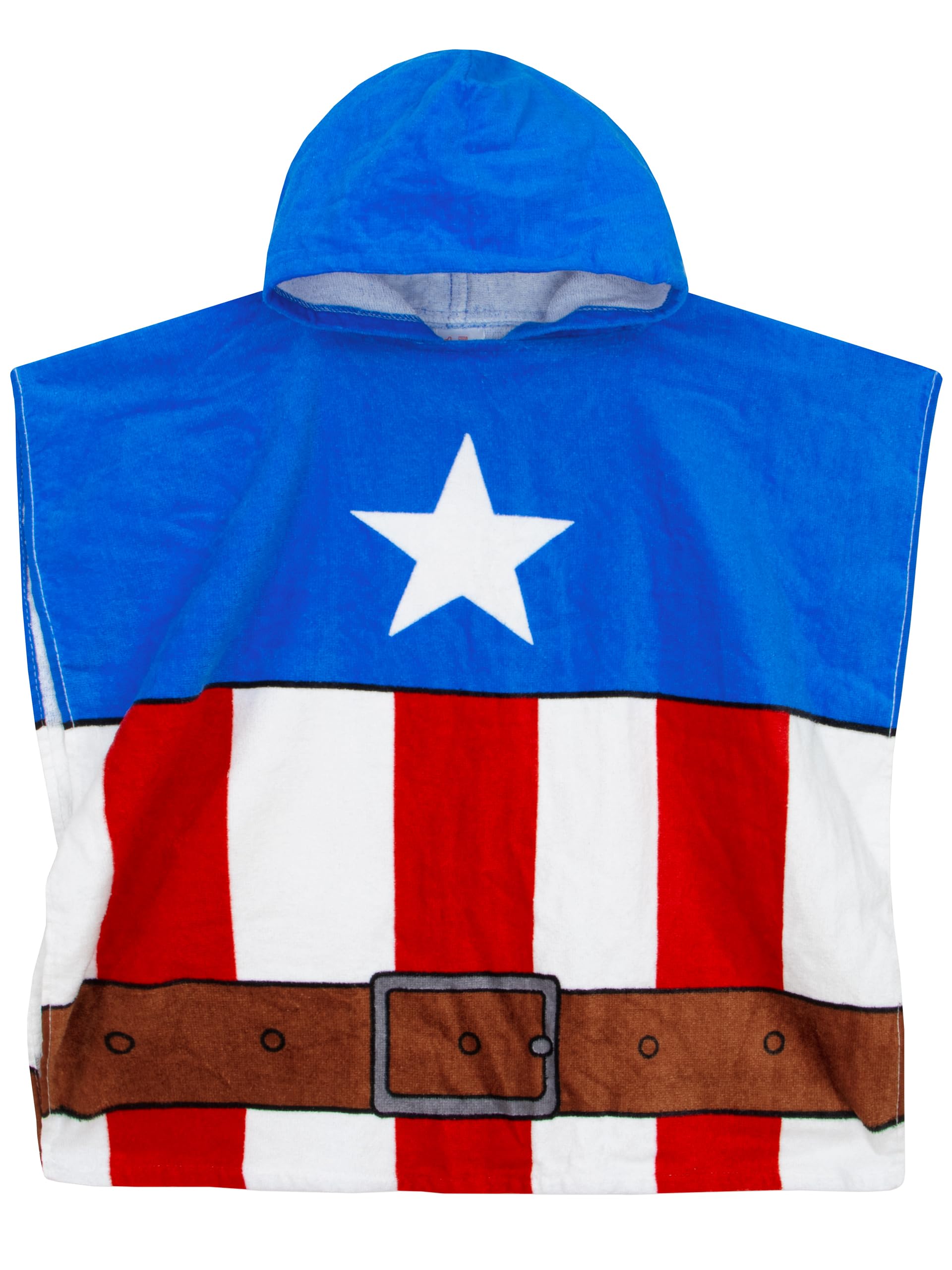 Marvel Boys Towel Poncho | Captain America Hooded Towels For Kids | Avengers Kids Beach Towel | One Size | Blue