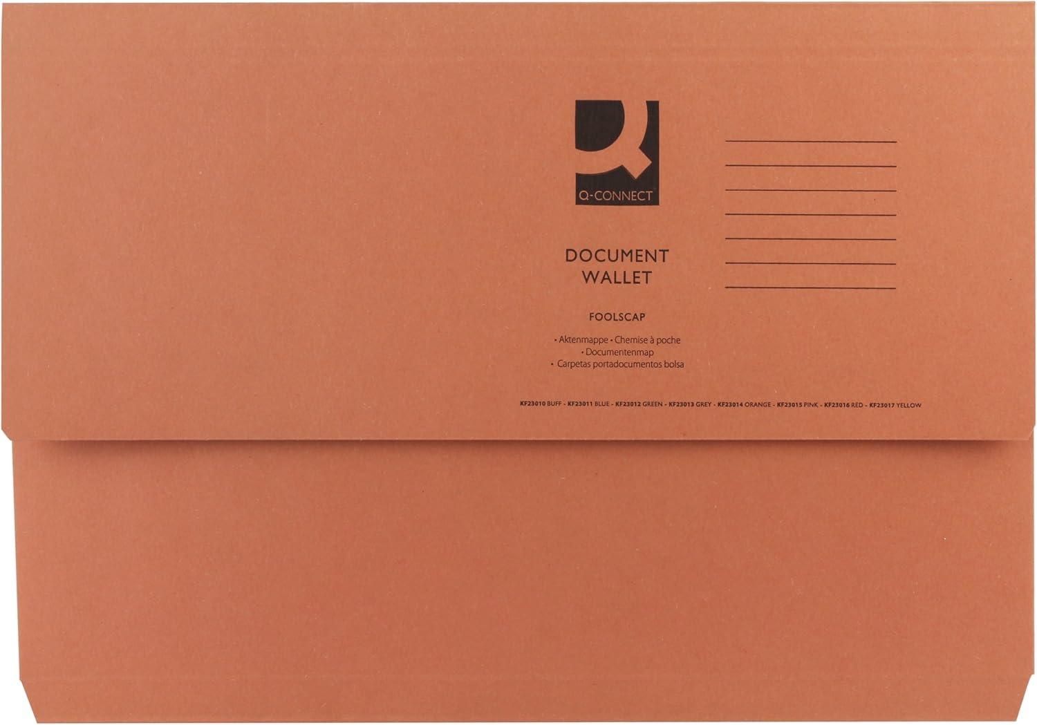 Q-Connect Document Wallet Foolscap Orange (Pack of 50)
