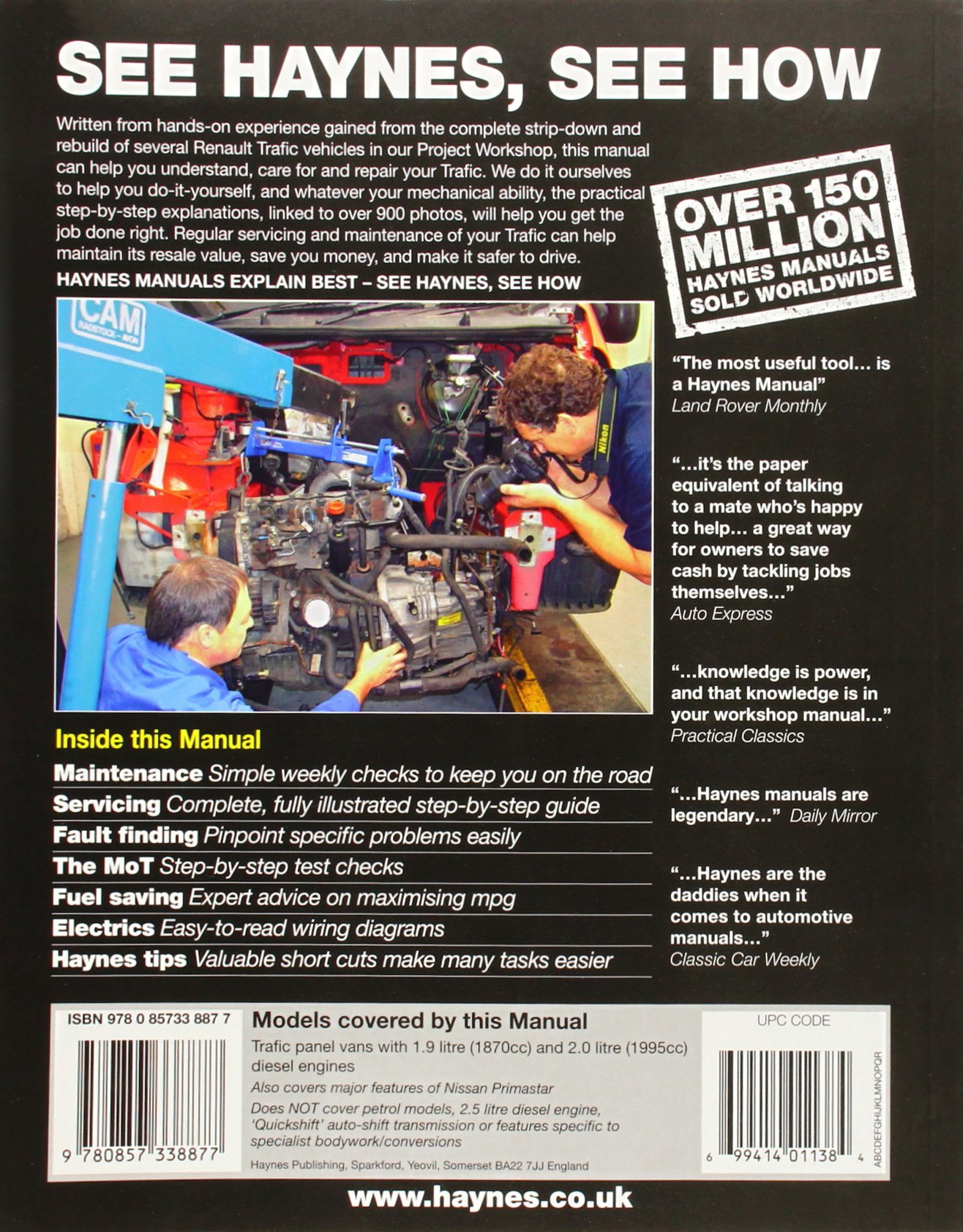 Renault Trafic Diesel (01 - 11) Haynes Repair Manual: Amazon.co.uk: Anon:  9780857338877: Books