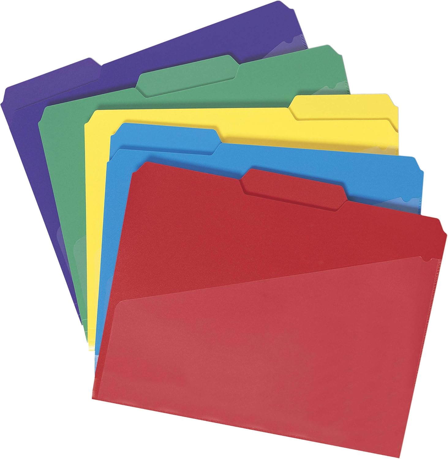 Smead Slash Pocket Poly File Folders, 1/3-Cut Tab, Letter Size, Assorted Colors, 30 per Box (10540) : Colored File Folders : Office Products