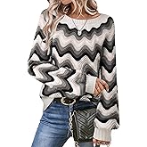 Vivilli Womens Fall Sweaters Color Block Cozy Lantern Long Sleeve Crewneck Knit Crochet Pullover Tops Trendy Clothes