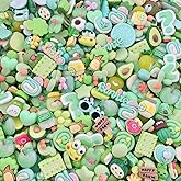 Halloluck 50 Pcs Cute Slime Charms Easter DIY Craft Making Resin Jewery Making Kit, Resin Flatback Slime Beads Making Supplies for DIY Scrapbooking Crafts (Green)