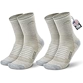 SAMSOX 2 Pack Merino Wool Hiking Socks, Made in USA, Moisture Wicking Cushion Socks for Men & Women (Charleston Micro Crew)