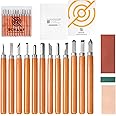 Schaaf Tools Beginner-Friendly Wood Carving Kit - 15pc Set With Razor Sharp Knives & Mini Chisels, Linoleum and Woodworking Tools for DIY Crafts (Small)