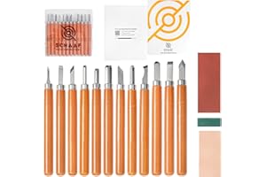 SCHAAF WOOD CARVING TOOLS Beginner-Friendly Wood Carving Tools Kit, 15pc Razor Sharp Mini Japanese Pen Chisel Set, DIY Crafts, Lino Cut and Woodworking from Schaaf Tools (Small Handles)