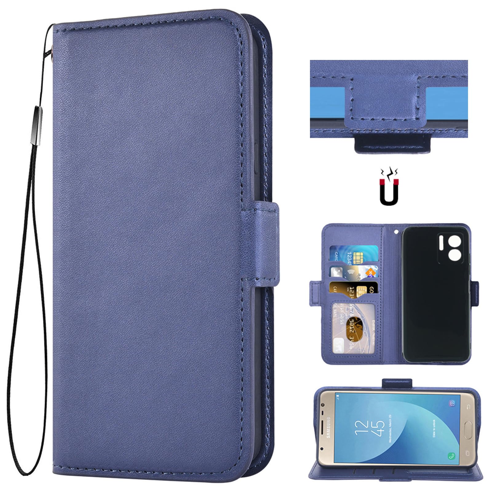 Auotu PU Leather Flip Wallet Mobile Phone Case Cover for Doogee N50 Smartphone (Blue)