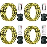 ZAIYW Battery Fairy Lights 4 Pack 16.5Ft 50 LED Fairy Lights with Remote Timer 8 Modes, Dark Green Copper Wire Waterproof Fairy String Lights for Bedroom Christmas Tree Garland Decor (Warm White)