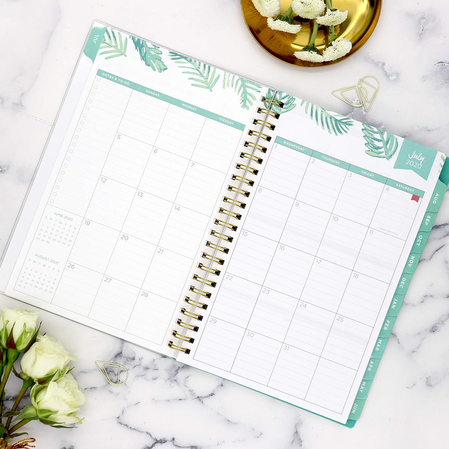 Day Designer for Blue Sky 2020-2021 Academic Year Weekly & Monthly Planner, Flexible Cover, Twin-Wire Binding, 5" x 8", Palms : Office Products