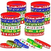 VICROIC 30 PCS Christmas Silicone Bracelets, Rubber Wristbands Bulk for Christmas Party Favors, Party Prizes, Goodie Bag Filler, Stocking Stuffers Decorations Gifts Supplies