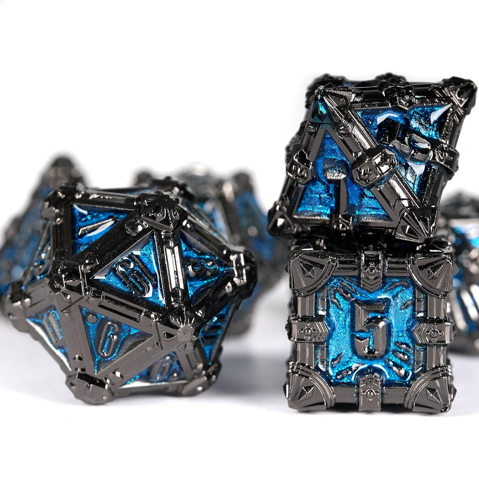 HKDZ Metal DND Dice 7pcs Role Playing d&d dice,Dice Set D20 D12 D10 D8 D6 D4,Metal dice for Pathfinder Warhammer MTG RPG Board Games — image 1