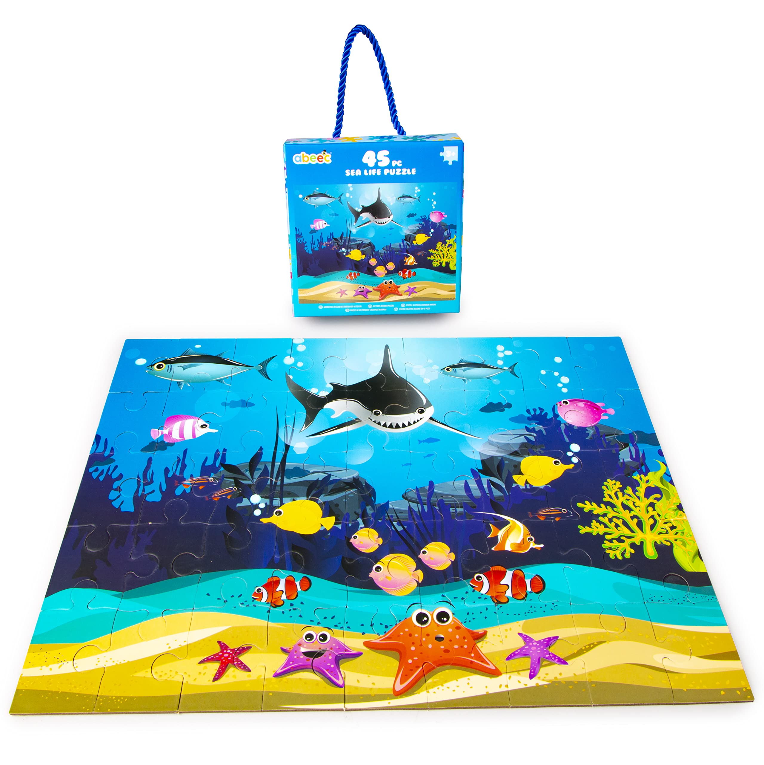 abeec Sea Life Puzzle 45 pc - Jigsaw Puzzles For Kids - Puzzle For 3 Year Olds - Sea Creatures Toys For Children - Shark Toys - Educational Toys For 3 Year Olds