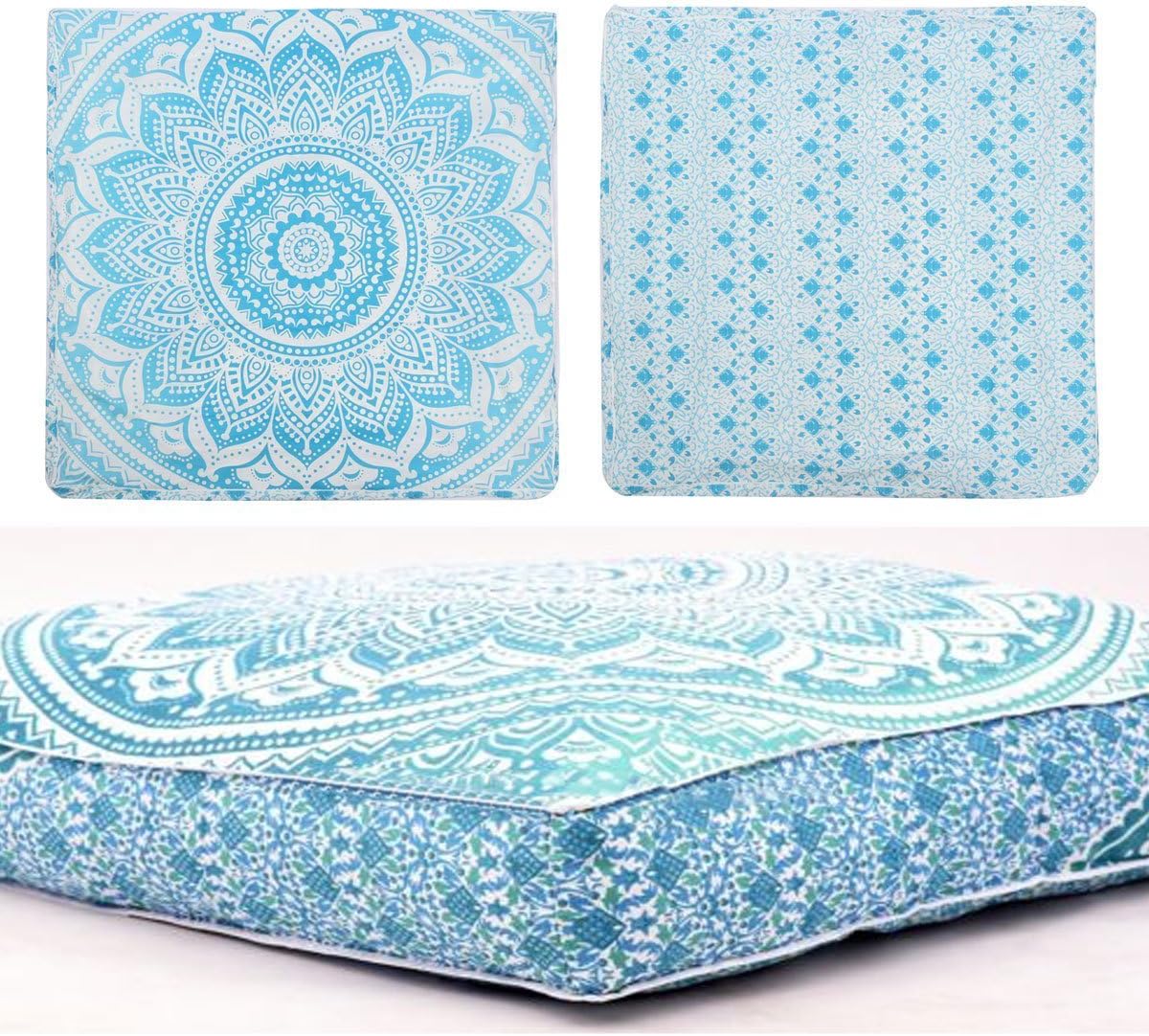 Sovereigns Indian Mandala Printed Cotton Cushion Cover (35X35 inch)