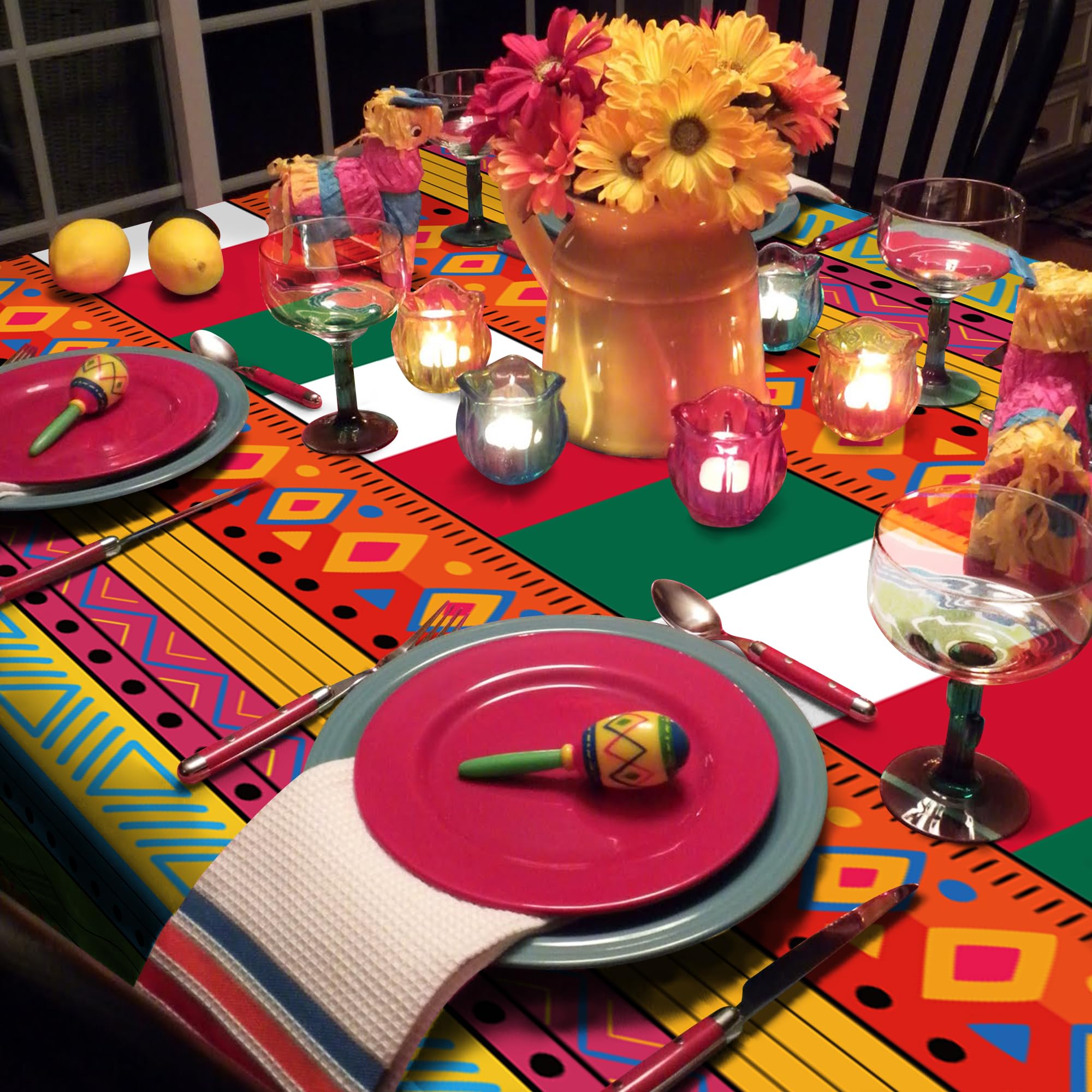 OHOME Cinco De Mayo Decorations - Fiesta Party Decorations - Fiesta Plastic Tablecloth for Taco - Mexican Theme Birthday Accessories Favors Decor,52