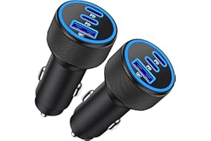 JUNVANG USB C Car Charger, 2Pack 3-Port 67W Dual USB-C & USB-A Phone Car Charger Adapter PD/QC Fast Charging Cigarette Lighter for iPhone 16 15 14 13 12 Pro Max, iPad, Samsung S24 S23 S22, Pixel 9 8, Android