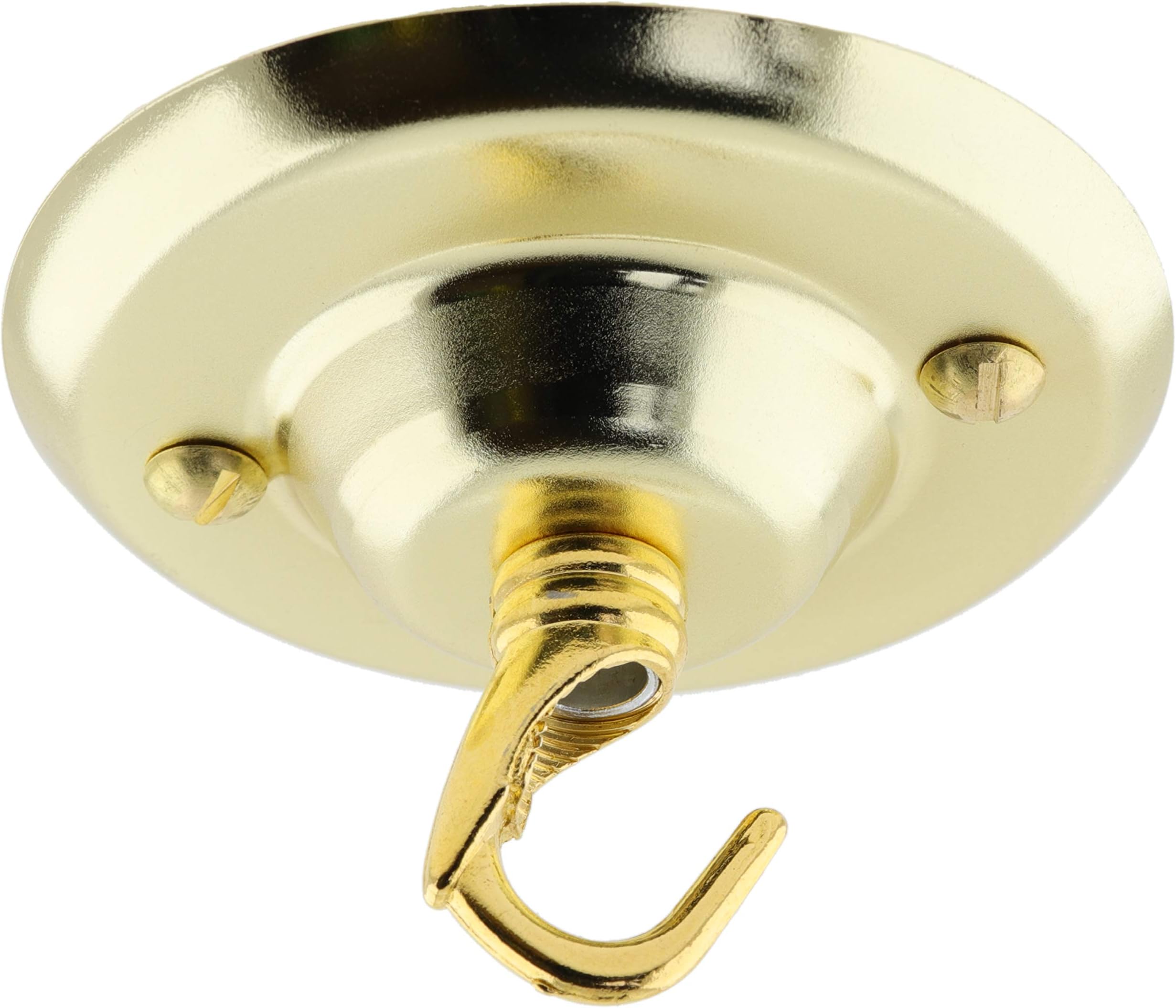 Art Deco Emporium75mm Vintage Style Ceiling Rose with Art Deco Style Hook in Polished Brass Finish and Brass Fixing Screws