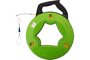 Aewio 30m(100FT) Fiberglass Electrical Wire Cable Fish Tape Reel Cable Puller (Green Shell)