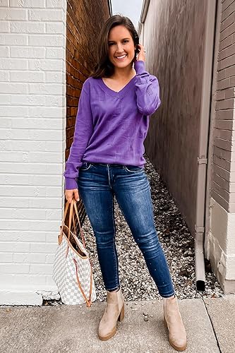 Arach&Cloz Women's Fall Tops 2025 Fashion Trendy V Neck Long