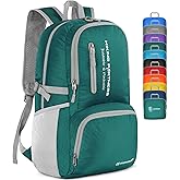 ZOMAKE Lightweight Packable Backpack, 35L Light Foldable Hiking Backpacks Water Resistant Collapsible Daypack for Travel(Dark Green)