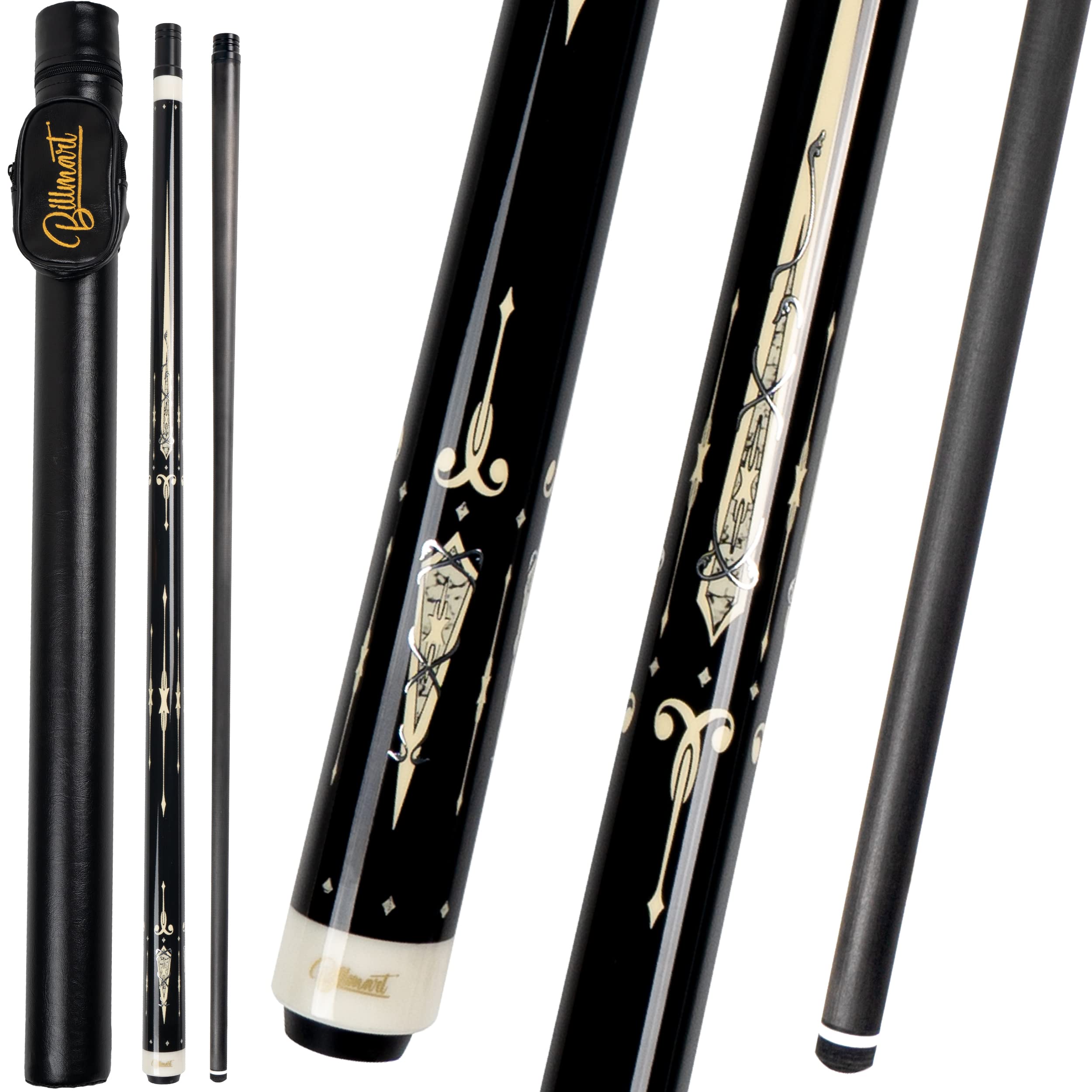 thumbnail image 2 of 57-Inch 2-Piece Carbon Fiber Pool Cue Set – 19 Oz – With Carrying Case – Snooker/Billiard Stick Kit 2 of 4