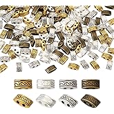 Pandahall 200pcs Tibetan Style 2-Hole Rectangle Spacer Bars Mixed Color Alloy Multi Strand Link Connectors for Jewelry Findings DIY Multilayer Bracelet, 5x10x4mm- Hole: 1.5mm