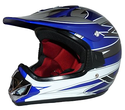 Protectwear Kindercrosshelm, Kindermotorradhelm MaX Racing, Blau Glanz, XXS (Youth M)