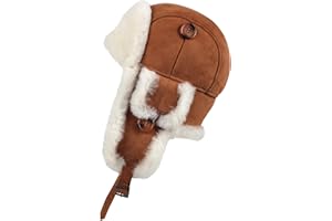 Zavelio Winter Trapper Fur Hat for Women Men - Trooper Aviator Genuine Leather Shearling Sheepskin Ushanka Hat