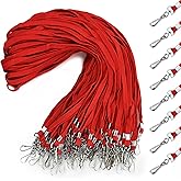 koorito 50 Pcs Badge Lanyards Flat Lanyards for ID Badges Bulk lanyard with Swivel J Hook Clip for Office Worker, Student, Teacher (Red)