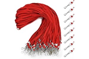 koorito 50 Pcs Badge Lanyards Flat Lanyards for ID Badges Bulk lanyard with Swivel J Hook Clip for Office Worker, Student, Teacher (Red)