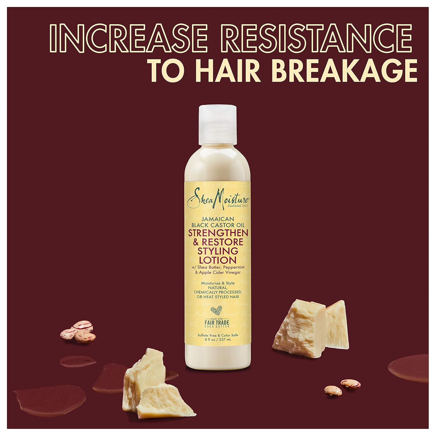 SheaMoisture Styling Lotion for Damaged Natural Hair Jamaican Black Castor Oil Silicone Free Hair Treatment 8 oz : Beauty