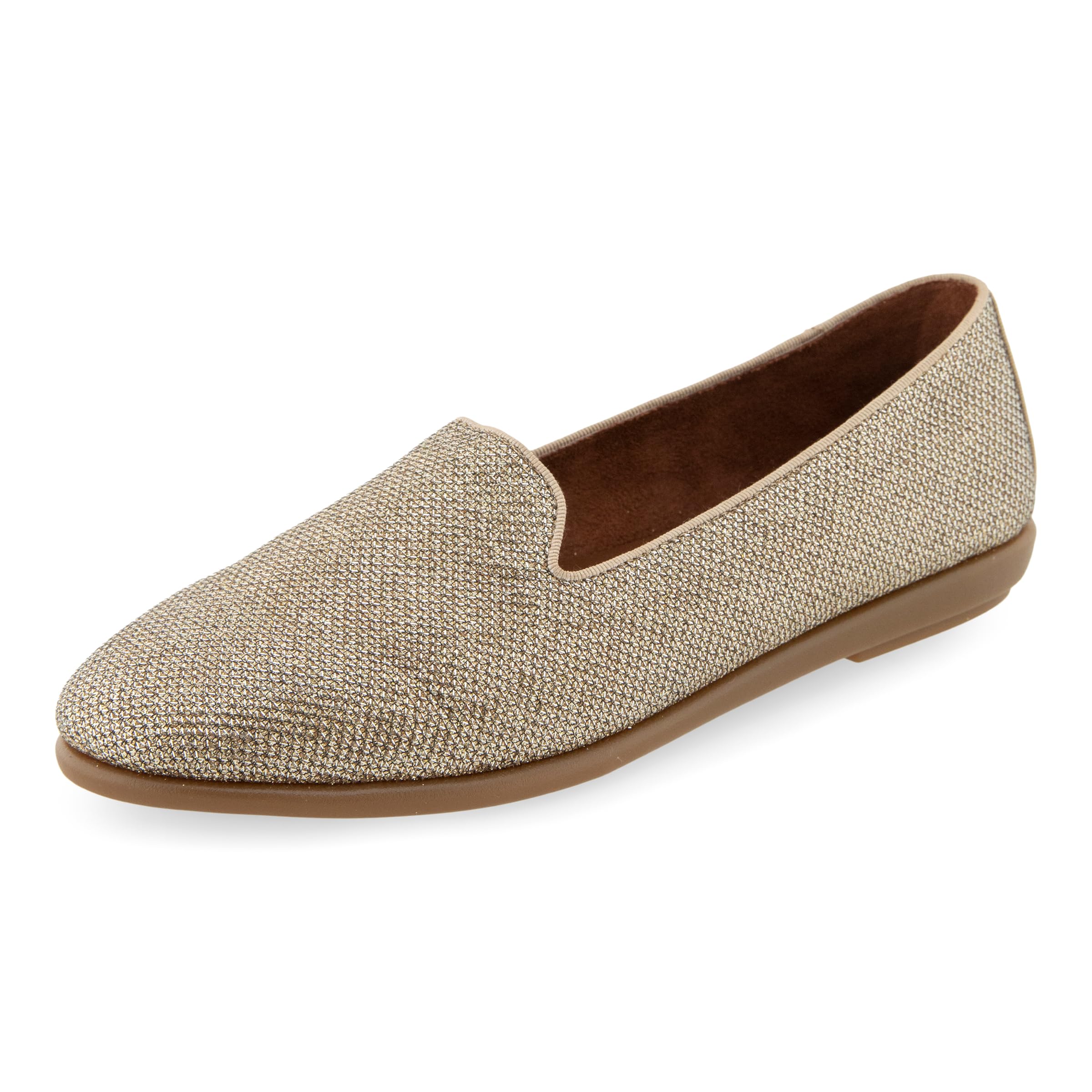 Aerosoles Women’s Betunia Loafer Flat, Soft Gold Fabric, 9.5 Wide