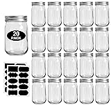 12oz Glass Jars With Lids Regular Mouth 20 Pack