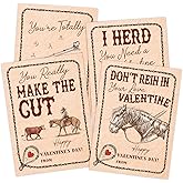 Retro Cowboy Happy Valentines Day, Vintage Western Valentine's Day Cards Bulk, 24pc Funny Ranchy Horse Valentine's Gifts for Friends, Valentine Thank You Card for Coworker Family Besties Loved One, 5
