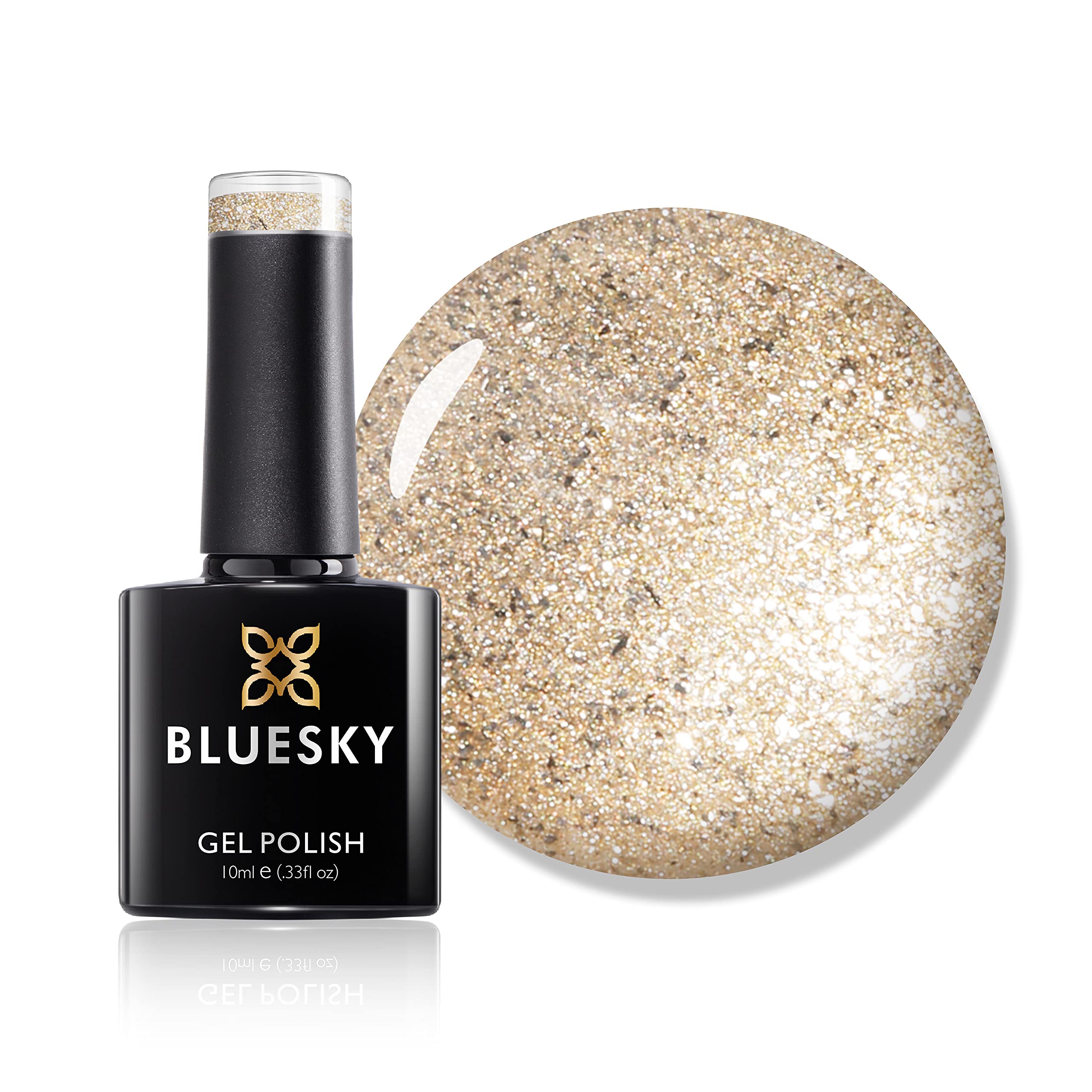 Bluesky Gel Nail Polish, Goldfish A034, Glitter, Light, Light Gold,Yellow 10 ml (Requires Curing Under UV LED Lamp)